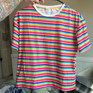 New Bright stripped rainbow SHEIN tshirt